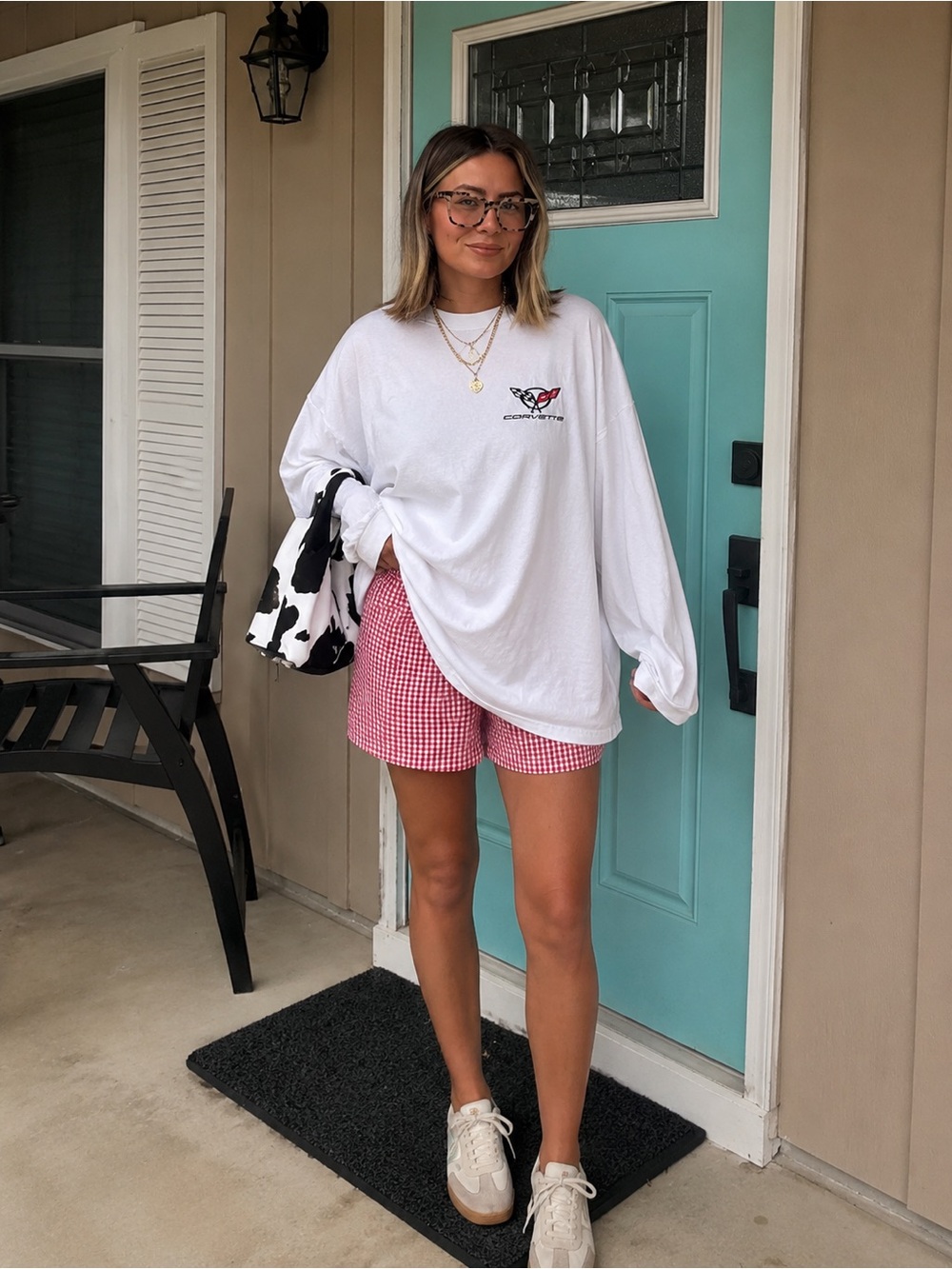 Vintage Oversized Corvette White Cotton Tee